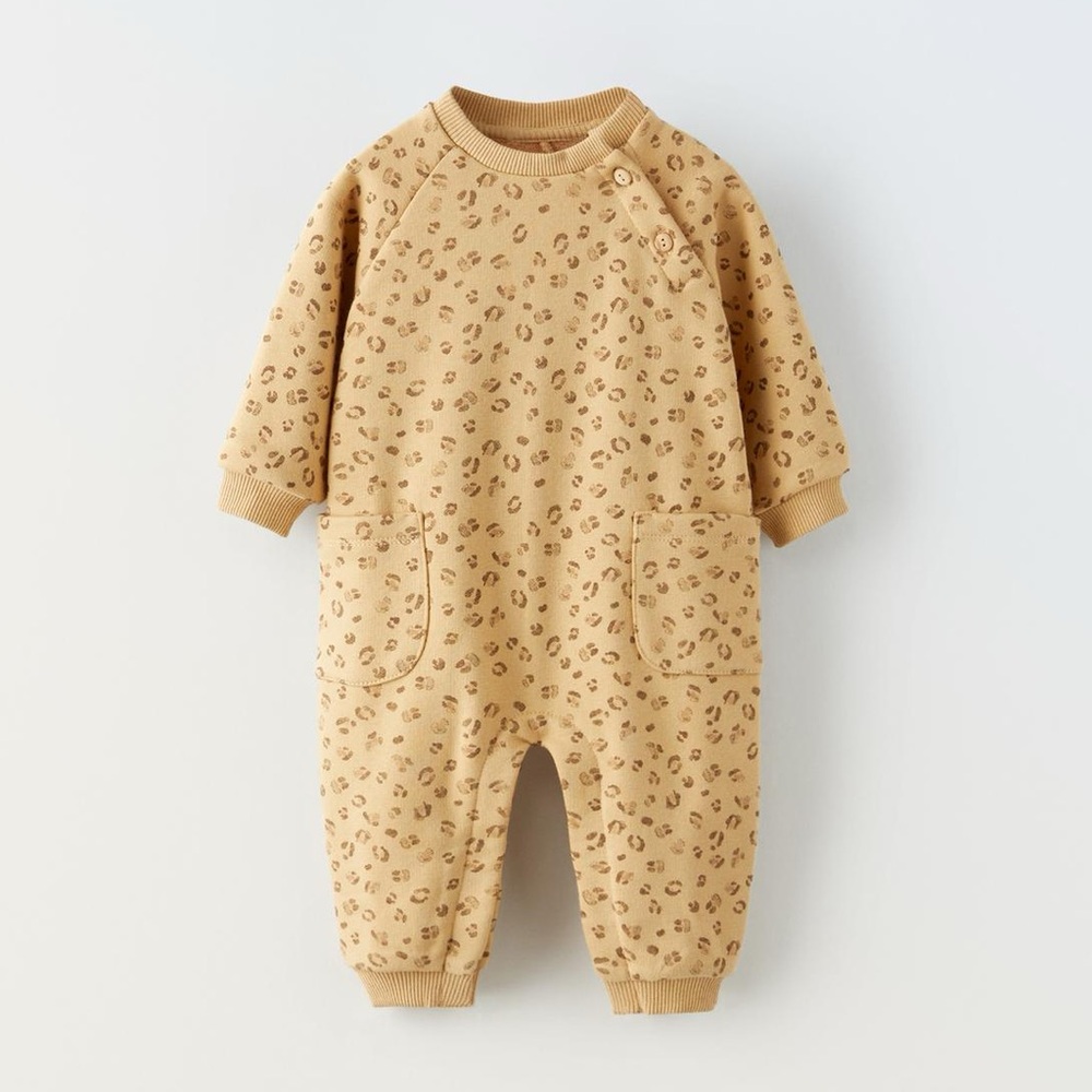 Zara Mustard Leopard-Print Baby One-Piece